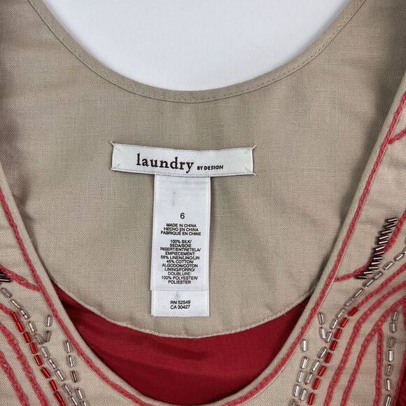 Laundry by Design Vintage Silk Beaded Dress Sz 6 A-Line Fairycore Coquette Y2K - Picture 4 of 10